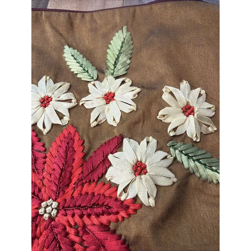 Jabara Group Embroidered Poinsettia Table Runner 12x68
